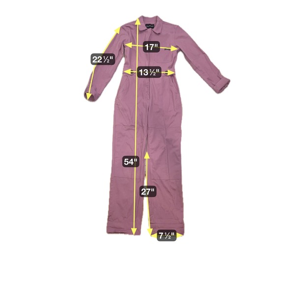Wildfang | Essential Lilac Long Sleeve High Waist Coverall Utility Jumpsuit XS - Picture 8 of 10